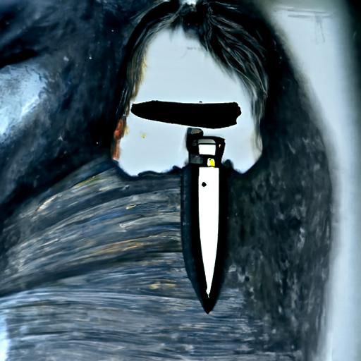 Suspenseful Portrait with Hidden Knife