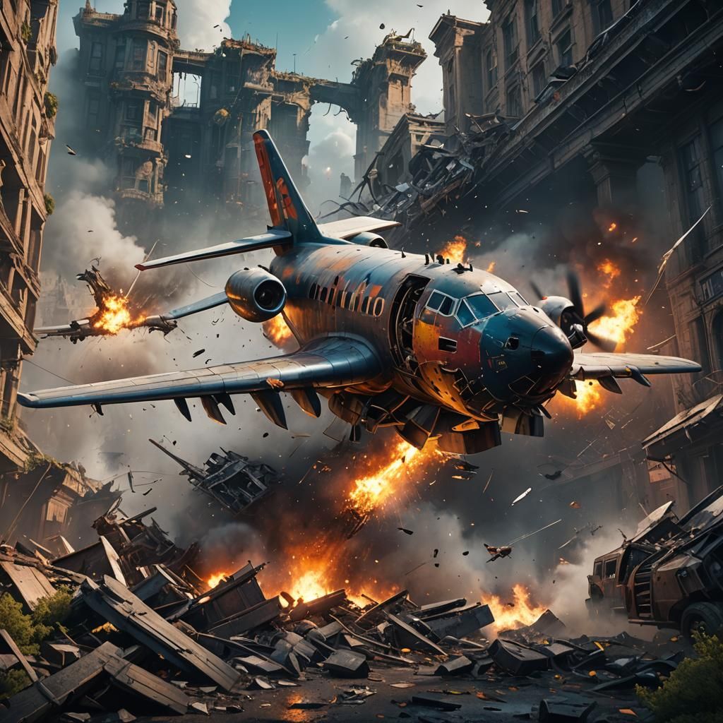 Detailed Matte Painting of a Plane Crash