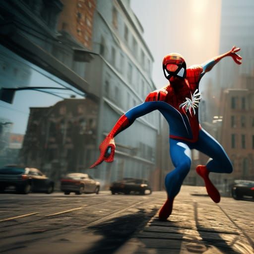 Spider-Man in 3D Game Cinematic Style