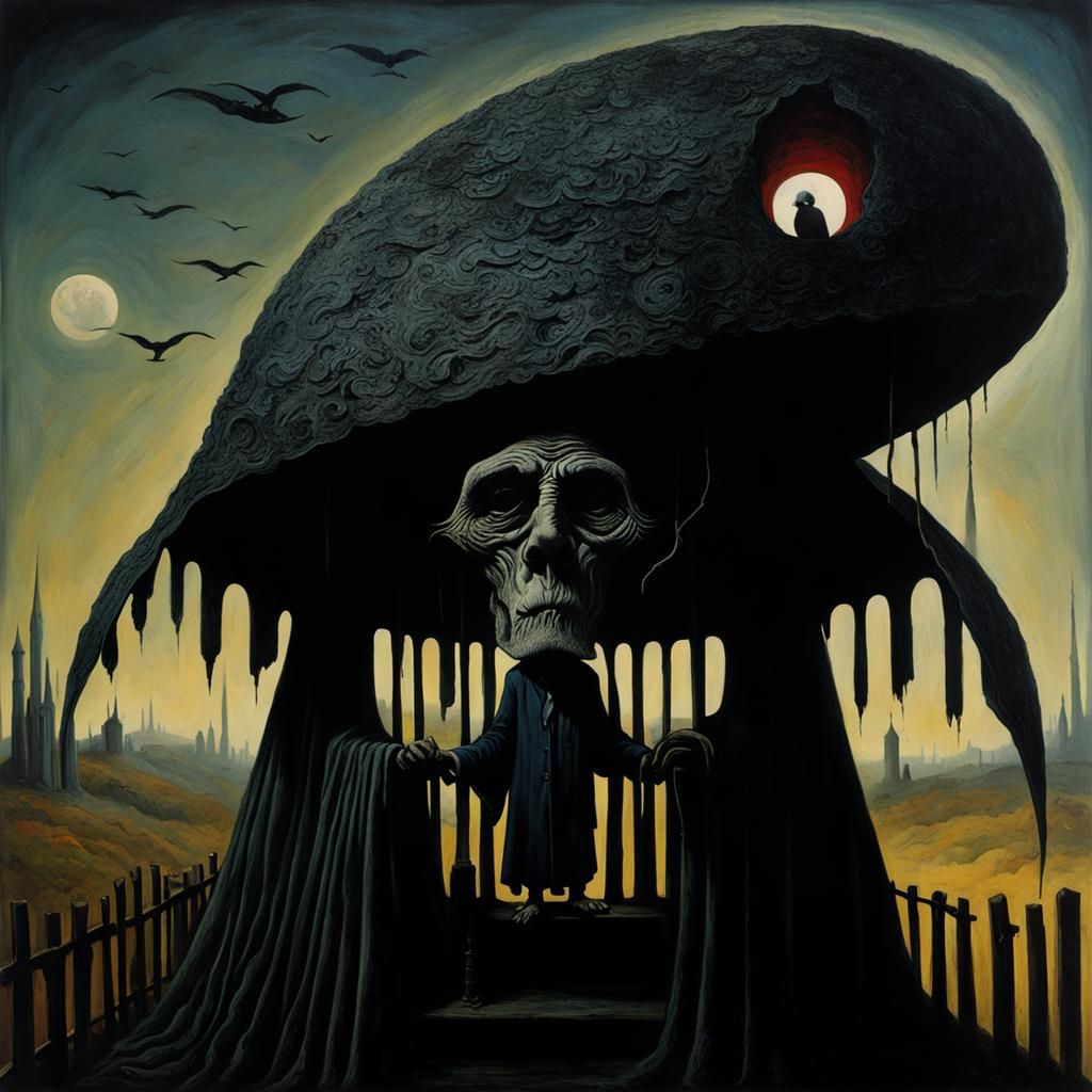 Grief-Stricken Old Man in Surrealist Style