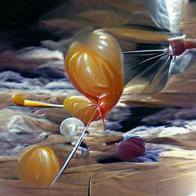 Needles Playing with Balloons in Oil Painting Style