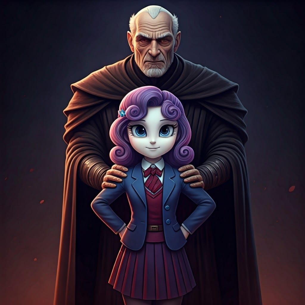 Girl with Grandfather in Cinematic Style