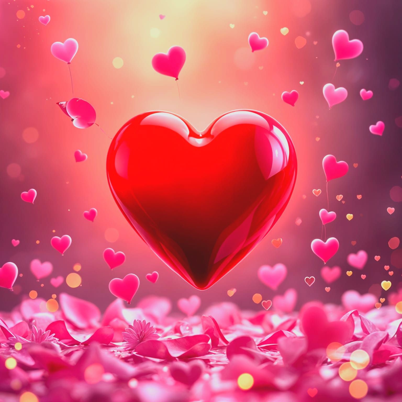 Romantic Valentine's Day Scene in Vibrant Neon Colors