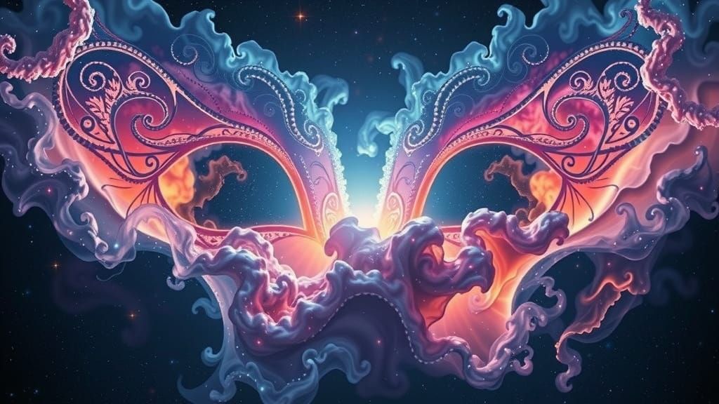 Surreal Cosmic Masquerade Mask in Hyper-Realistic Style