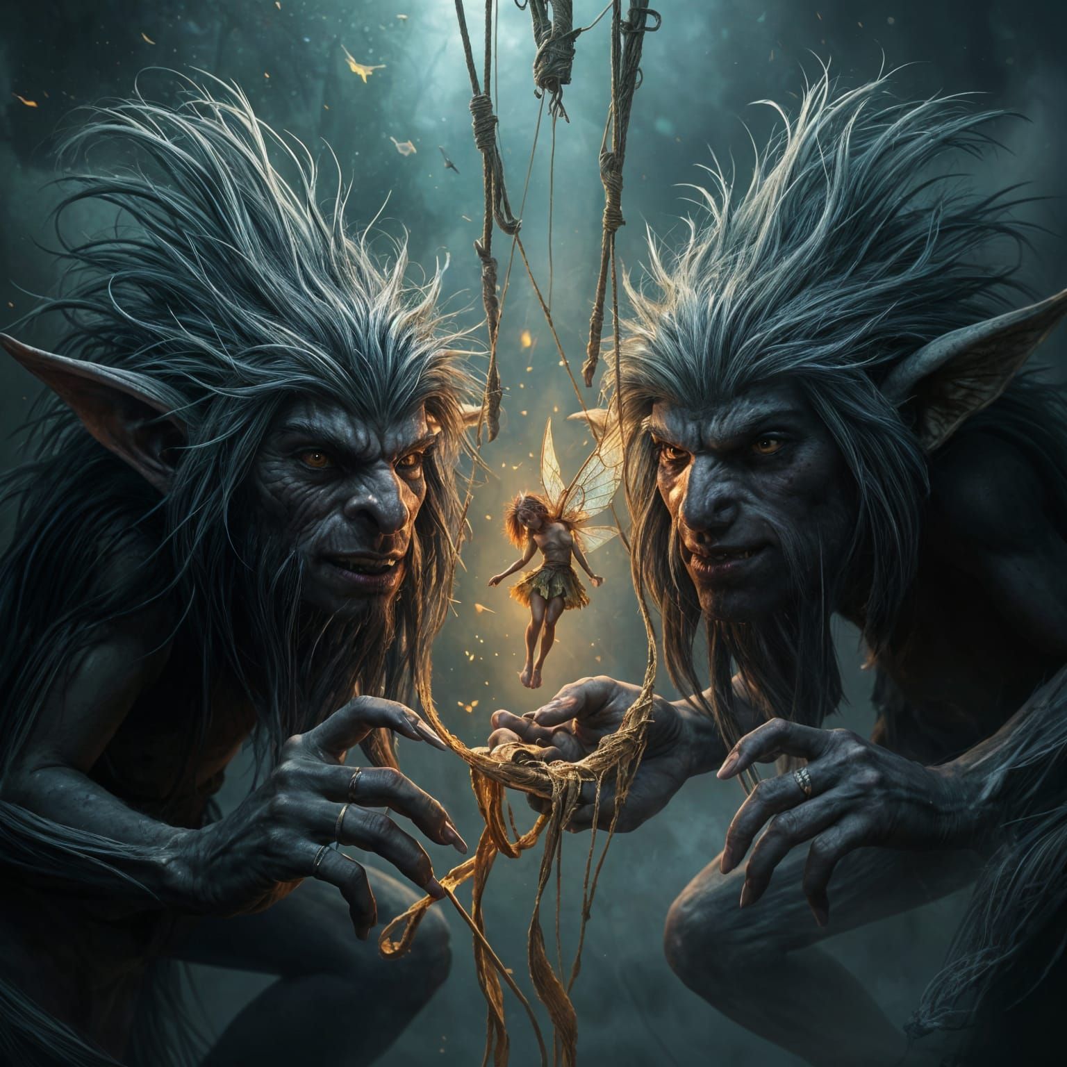 Trolls Capture Fairy: Dark Fantasy Concept Art