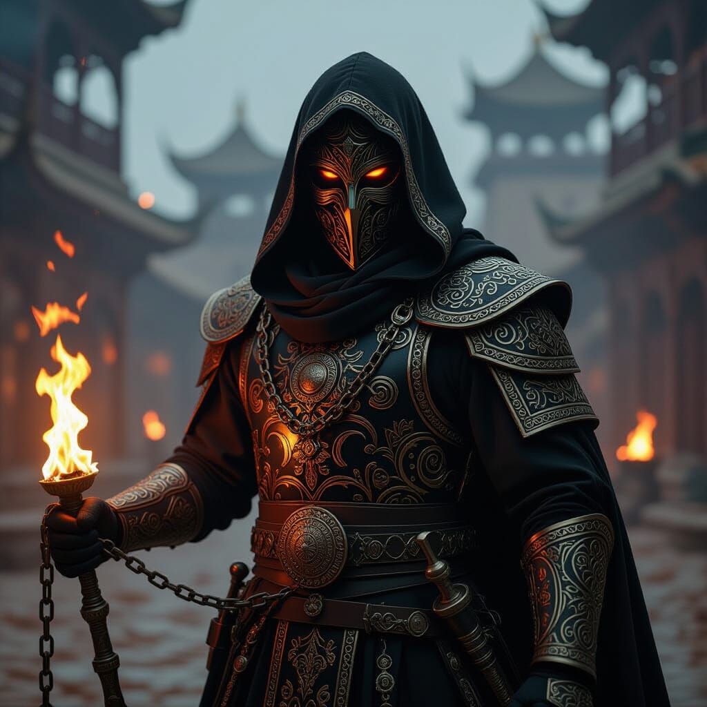 Ottoman Scorpion Warrior in Burning Fortress