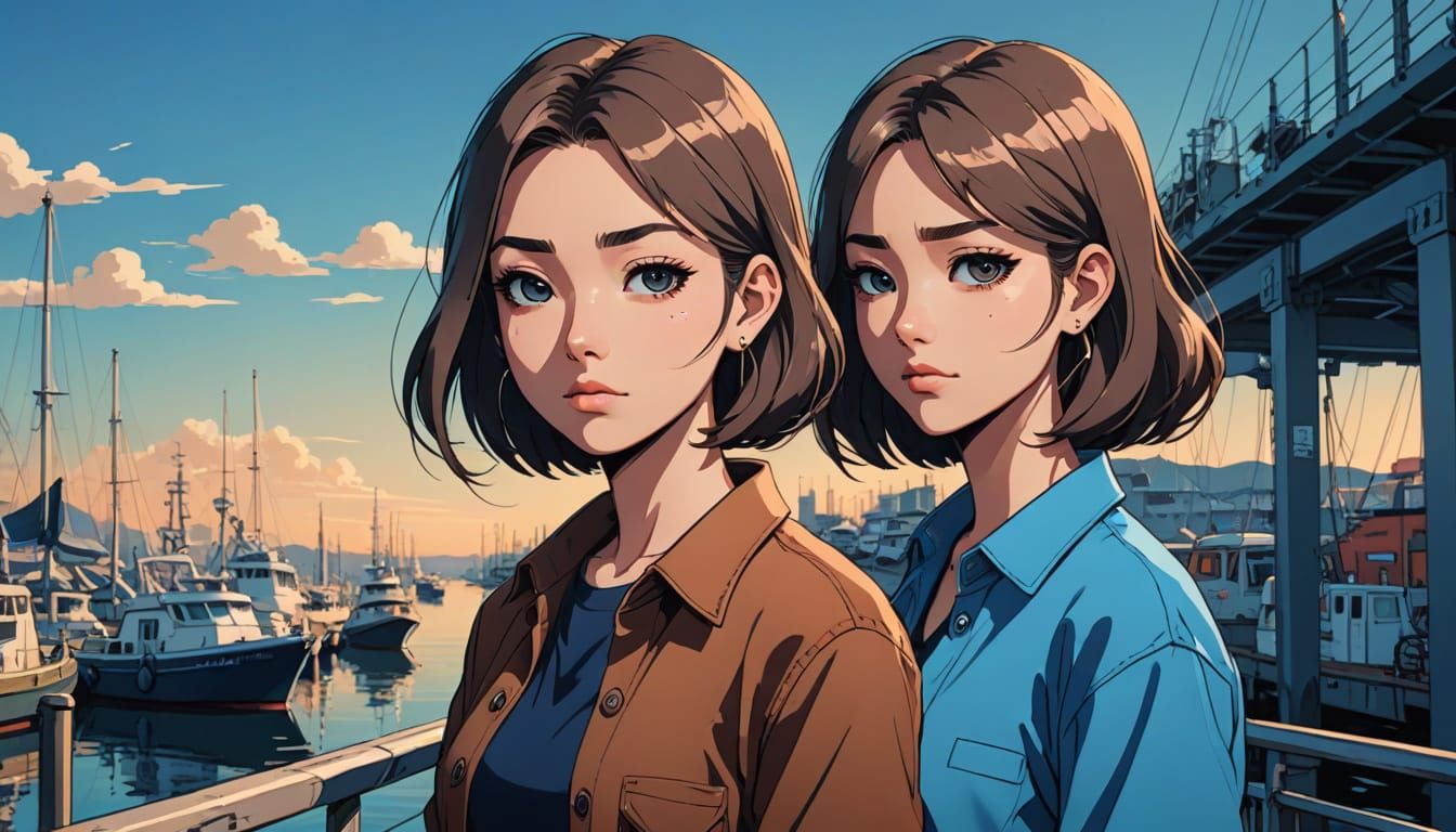 Cool Girl in Vibrant Colors, Chic Brown and Blue Outfit at H...