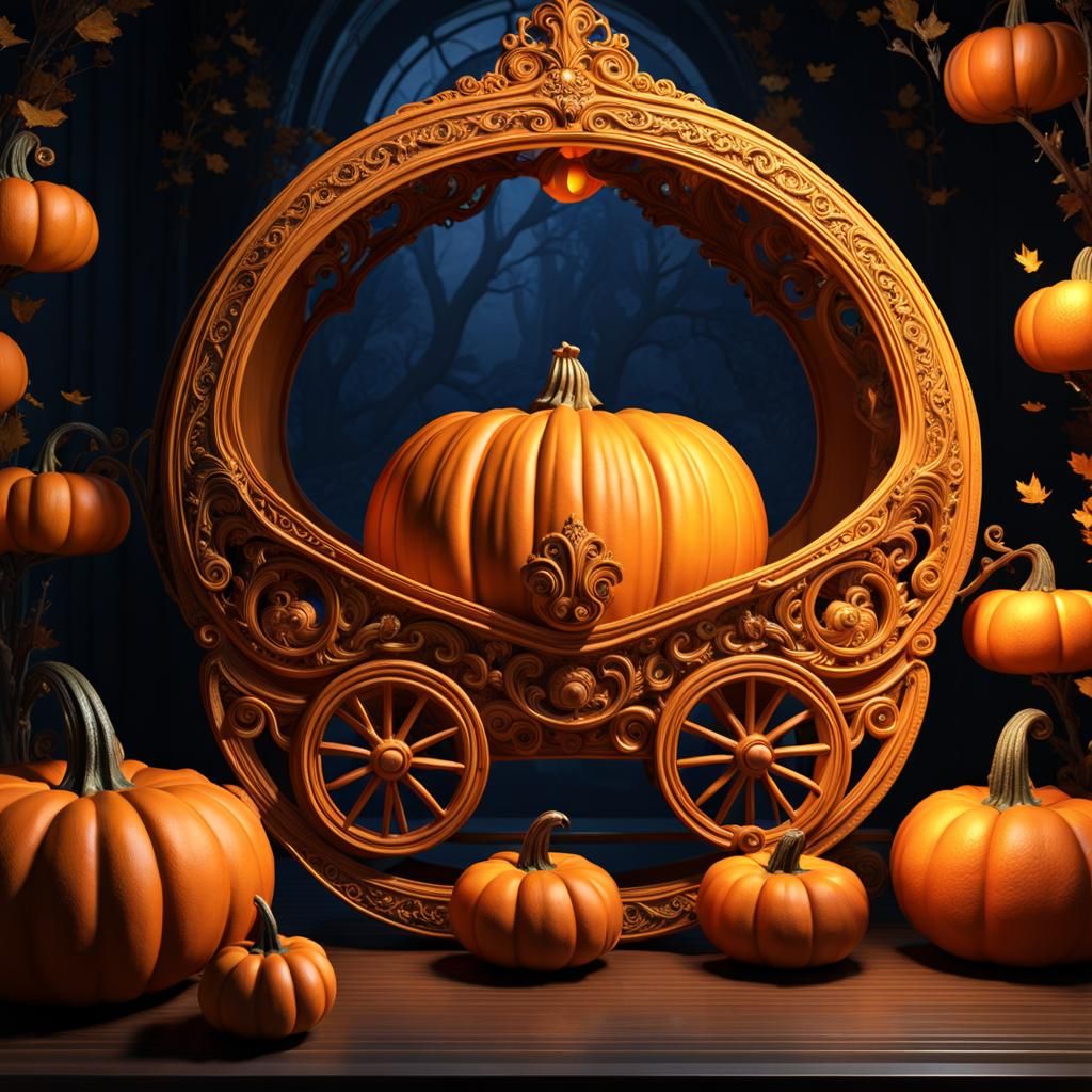 Cinderella's Pumpkin Carriage: 3D Carved Fantasy