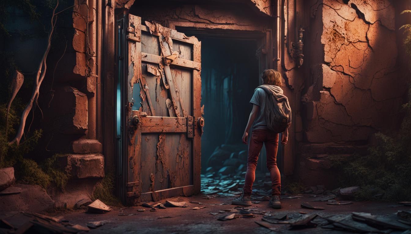 Teenagers Sneaking Through Door: Fantasy Concept Art