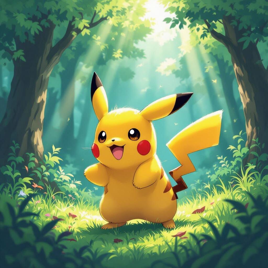 Pikachu in Action: Vibrant Digital Pokémon Art