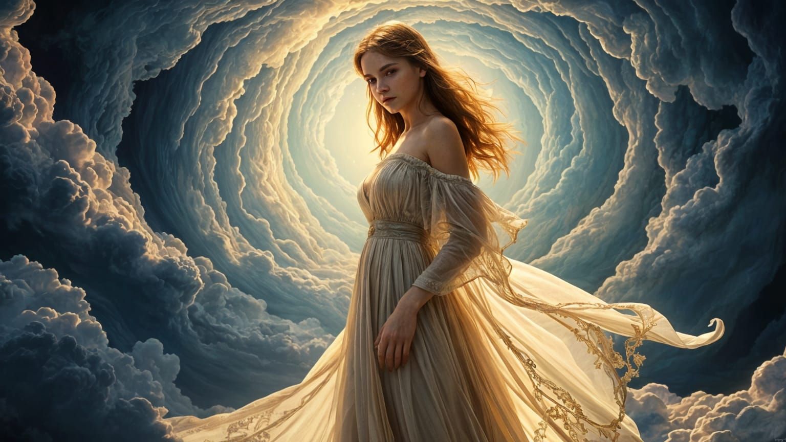 Romanticism-Inspired Portrait in Ethereal Voidscape