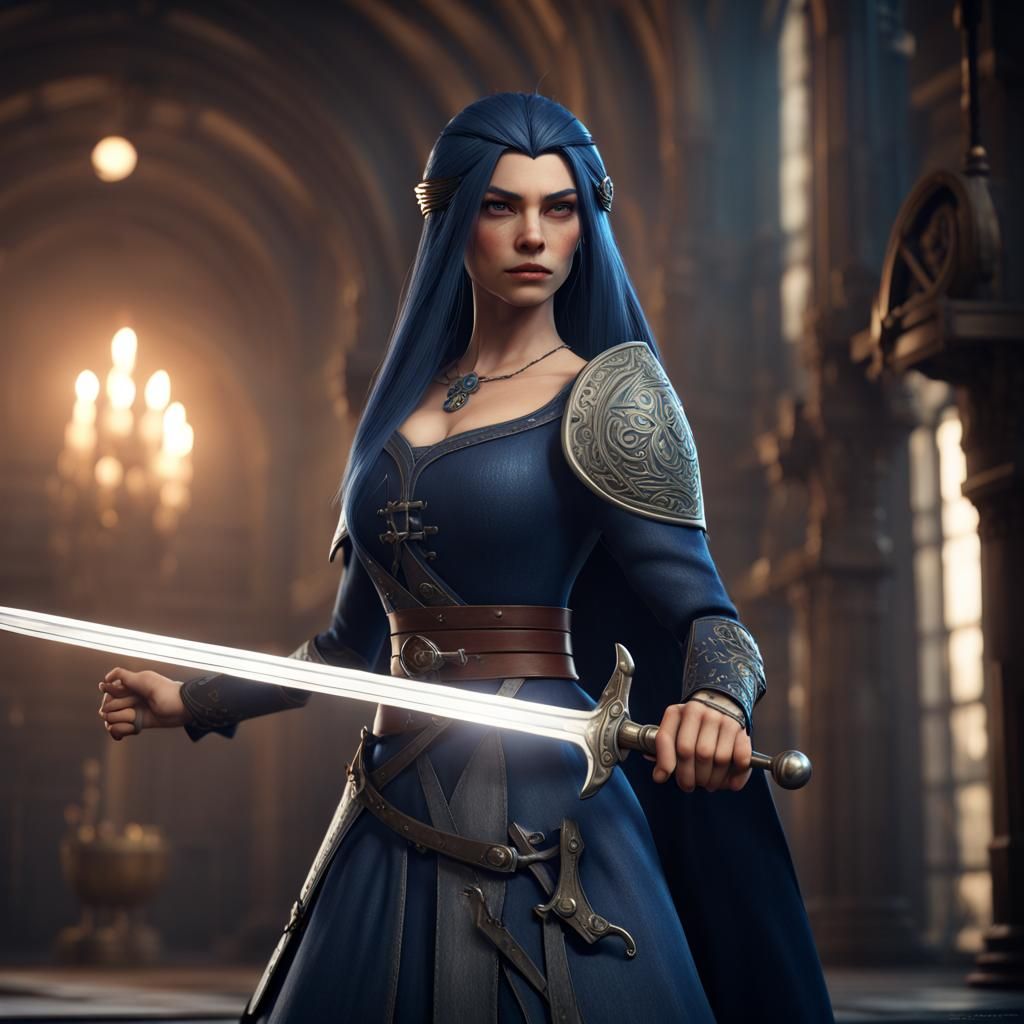 Princess Lucia with Sword in 3D Game Style
