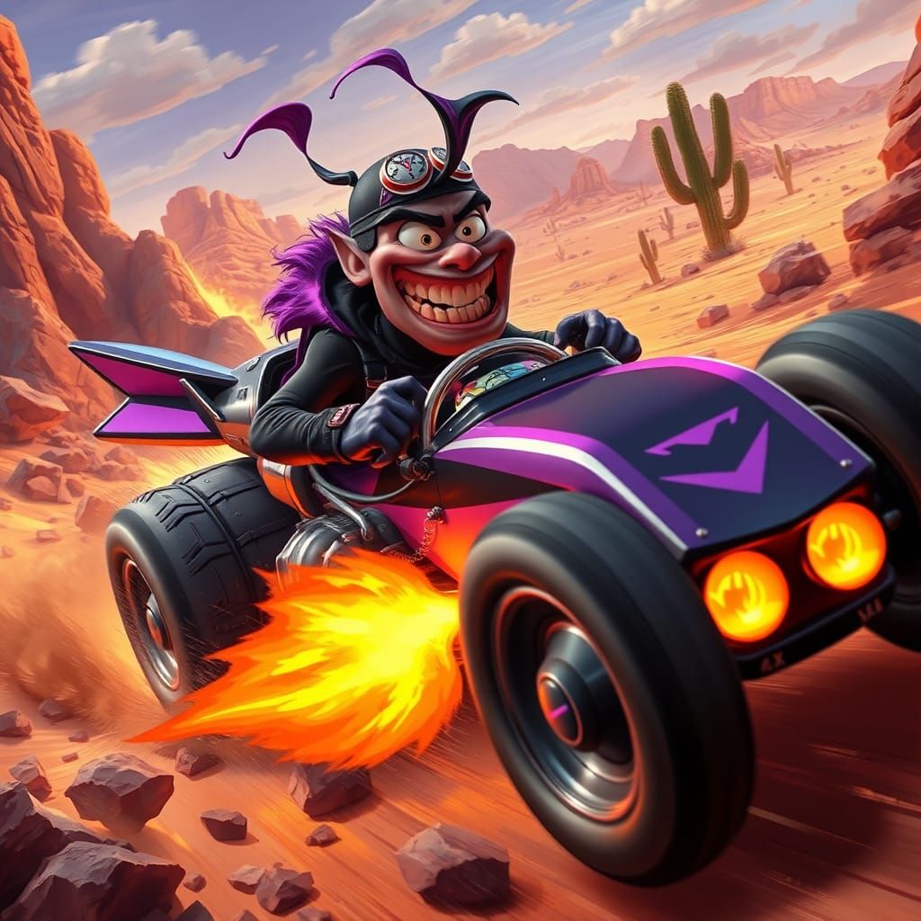 Dick Dastardly's Explosive Desert Race: Digital Illustration