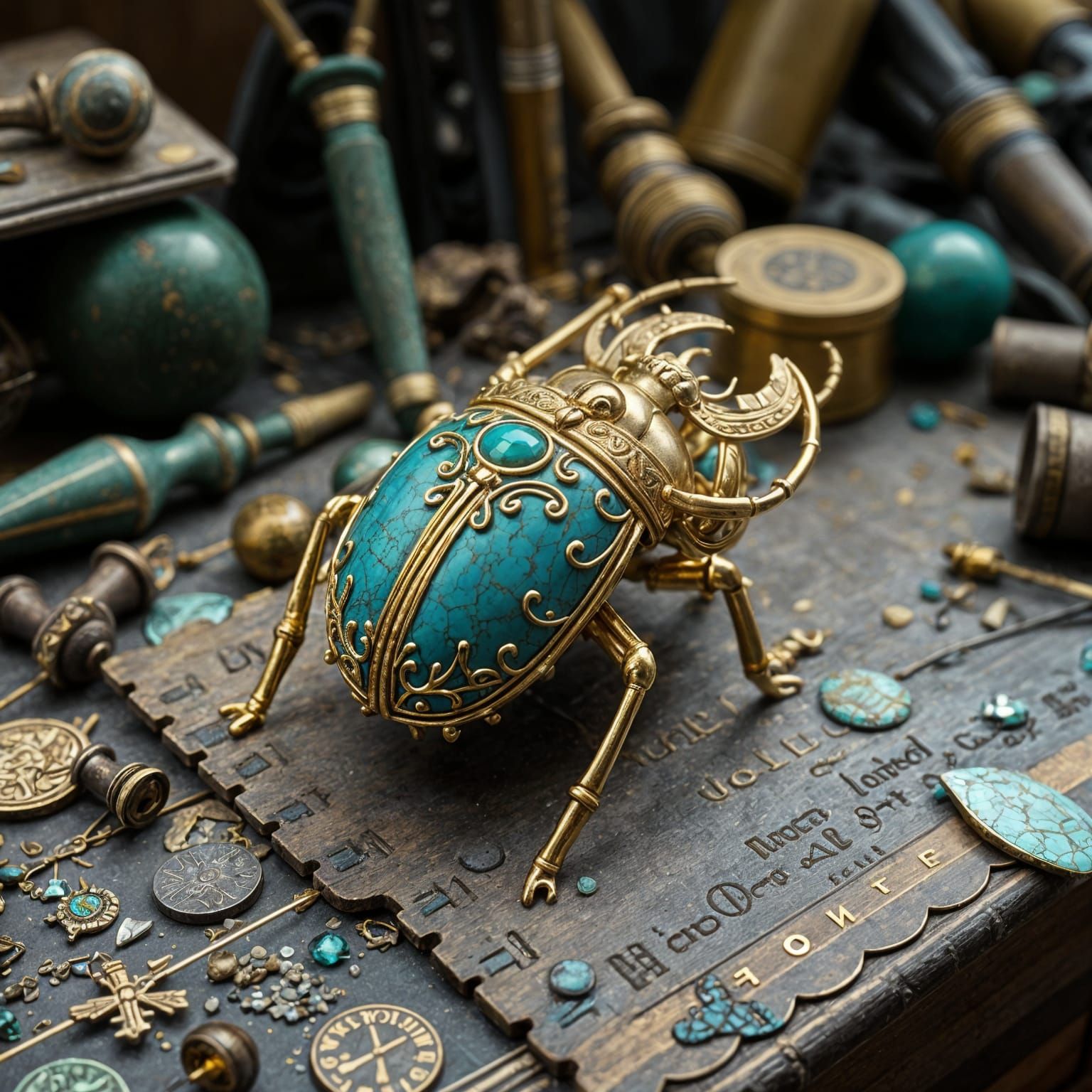 Golden Turquoise Beetle on Artisan's Bench