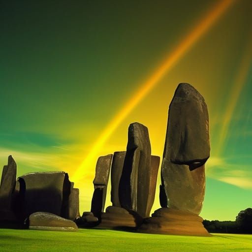 Stonehenge in Expressionist Style with Triadic Colors