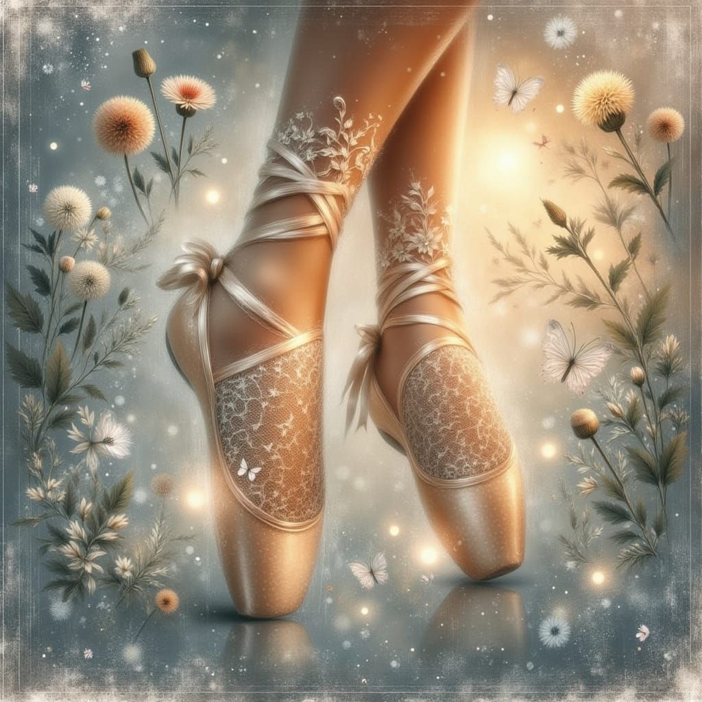 Ballet Slippers with World of Dance Double Exposure