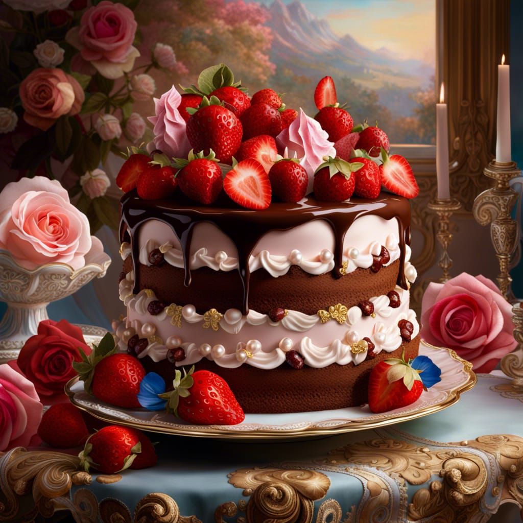 Delicious Strawberry Chocolate Cake