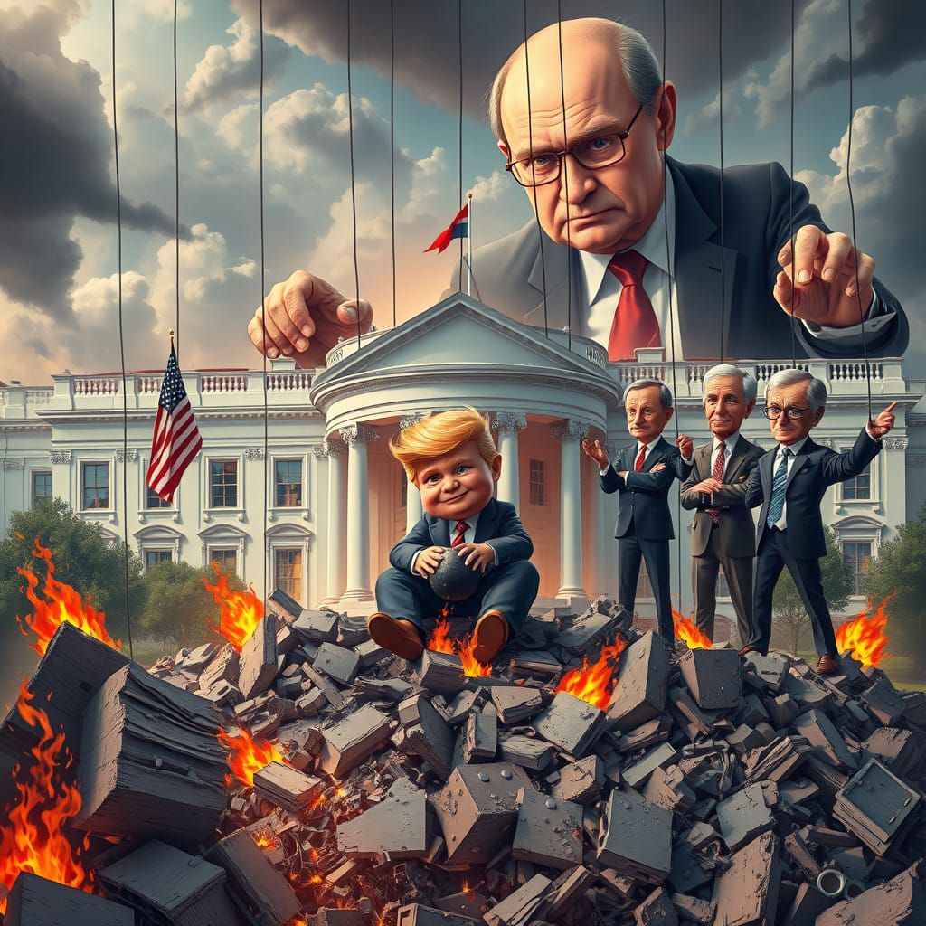 Surreal 8K Matte Painting of Trump's White House in Ruins