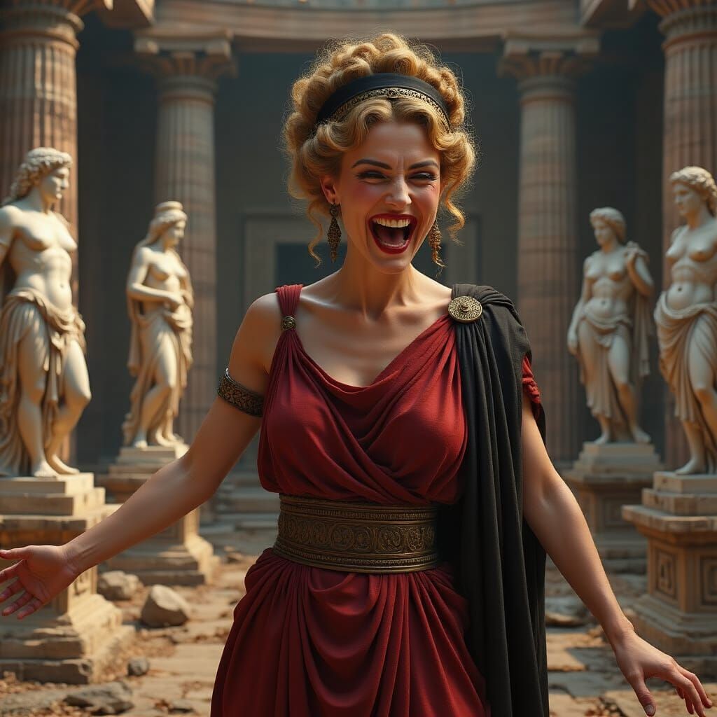 Goddess of Impiety in Ancient Greek Temple