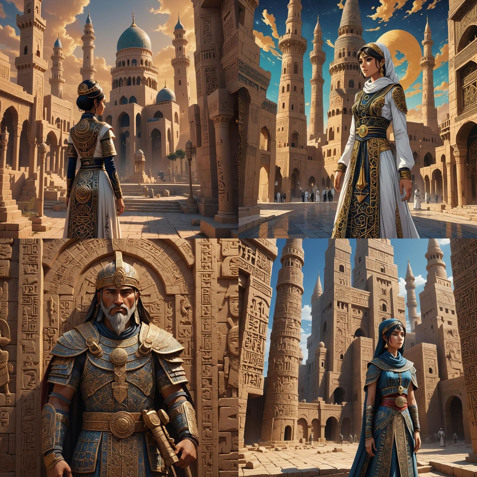 Iraqi Eras: Sumerian Guard to Modern Lady in Anime Art