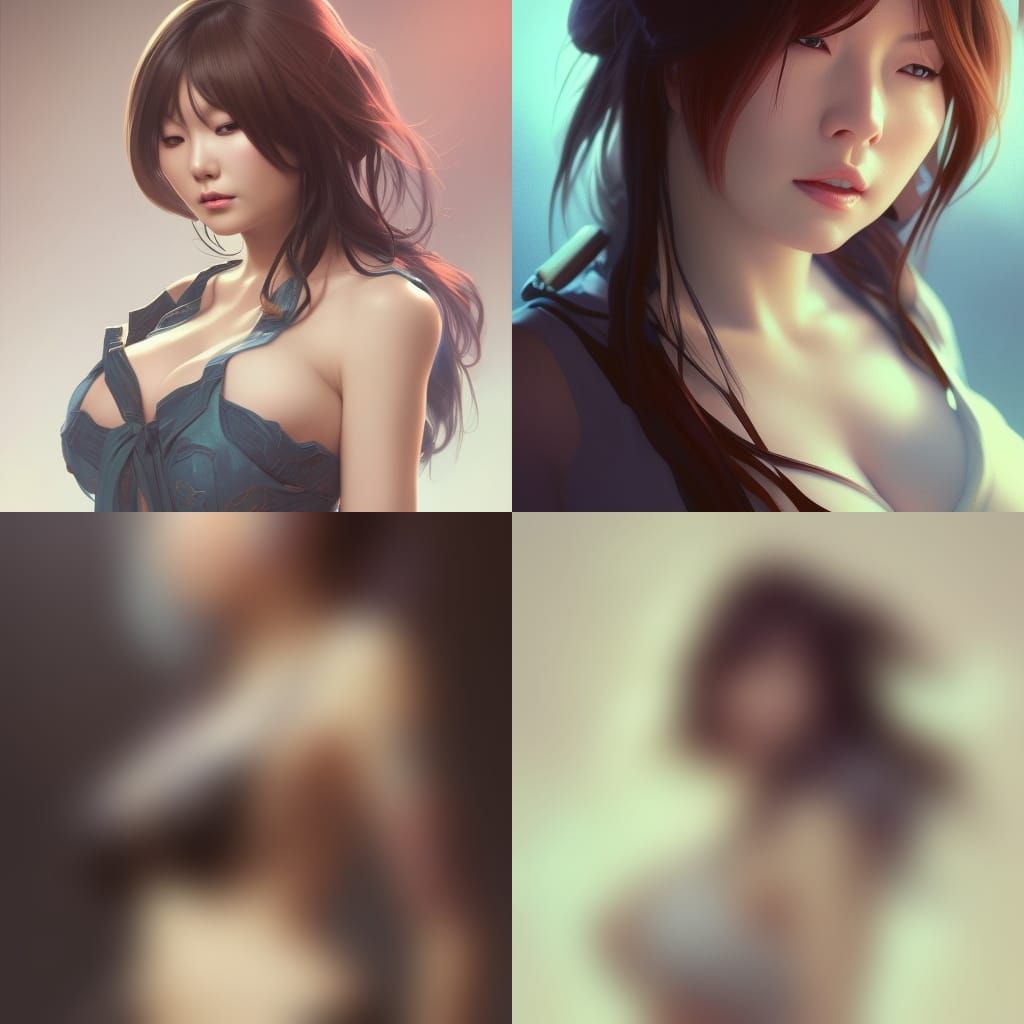 Busty Portrait with Dynamic Lighting and Intricate Details