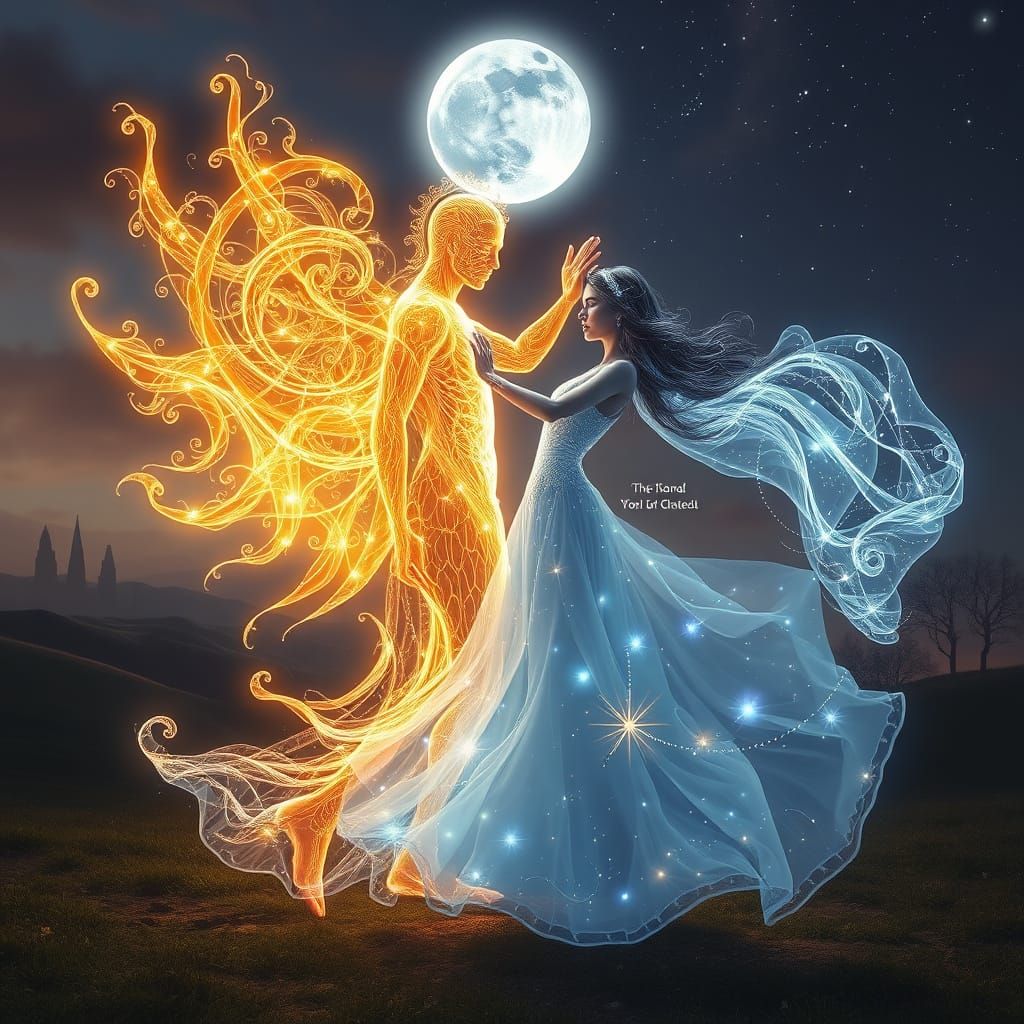 Surreal Celestial Dancers in Golden Light