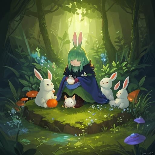 Rabbit in Mystical Forest Concept Art