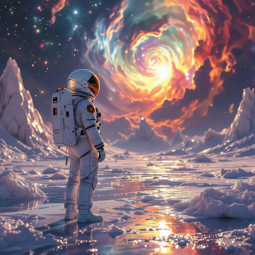 Astronaut on Alien Planet in Cosmic Horror Style