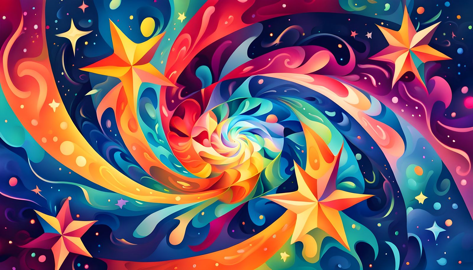 Kaleidoscope Vortex with Colorful Stars