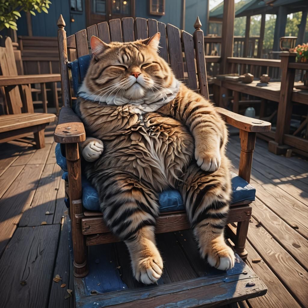 Fat Cat Nap: Detailed Digital Painting