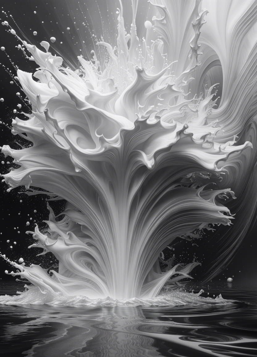 Monochrome Water Splash: Dynamic and Intricate