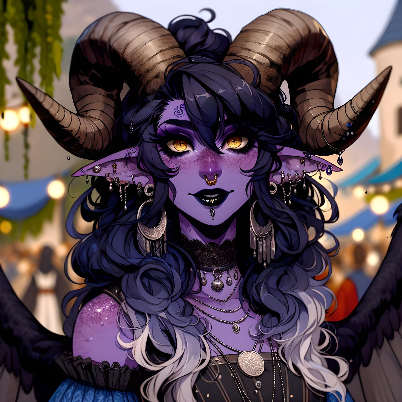 Tiefling Hybrid Character in Anime Style