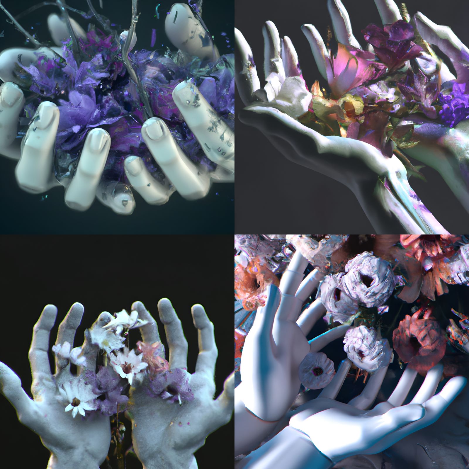 Detailed Hands with Flowers in Digital Illustration