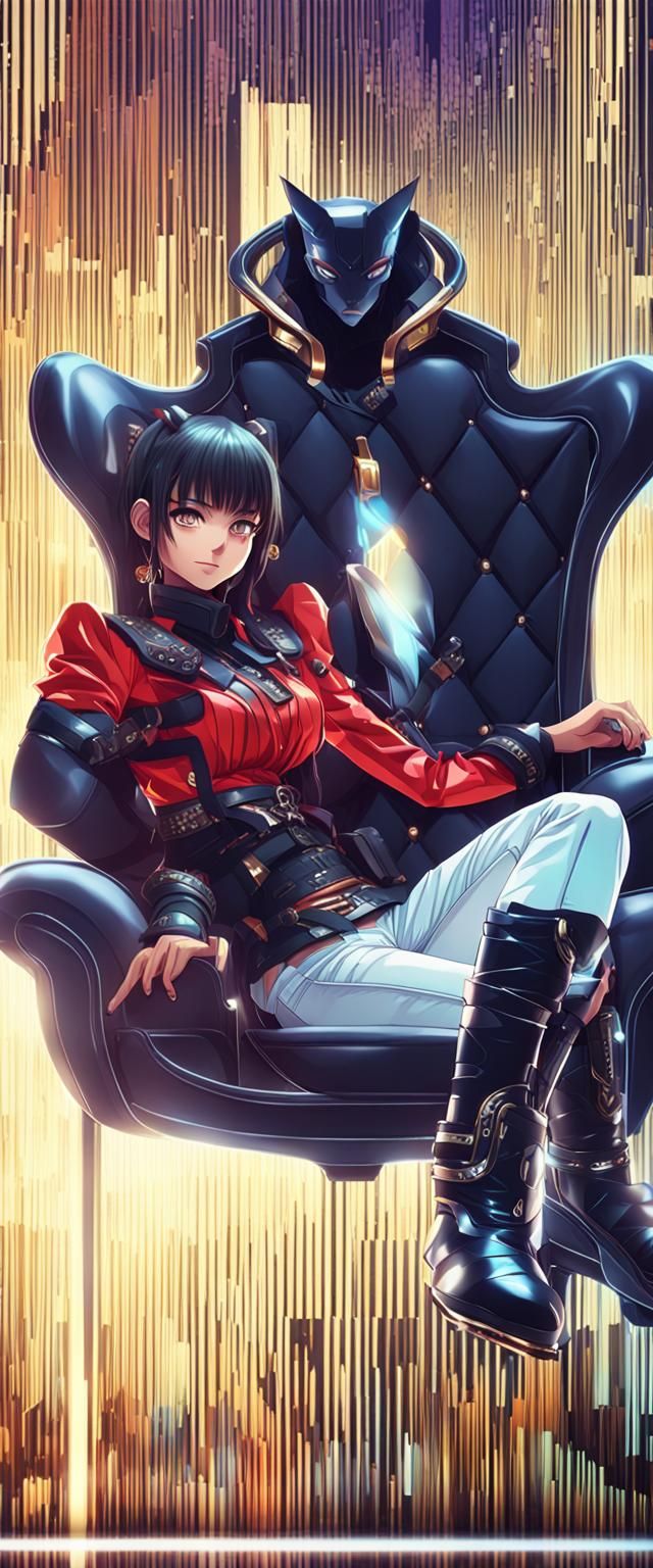 Elegant Anime Portrait in Vibrant Digital Art Style