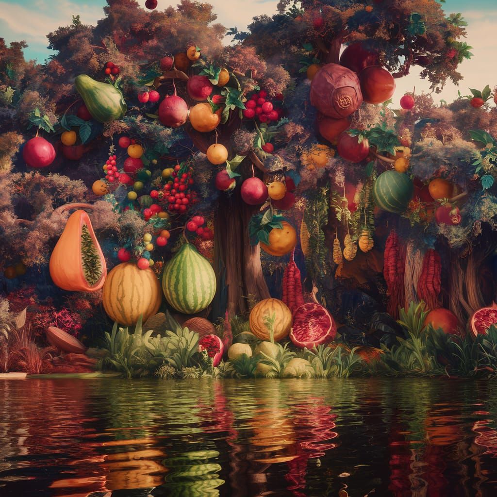 Exotic Fruit Forest Matte Painting