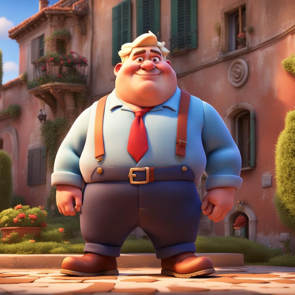 Sicilian Man in Italian Mansion: 3D Digital Art