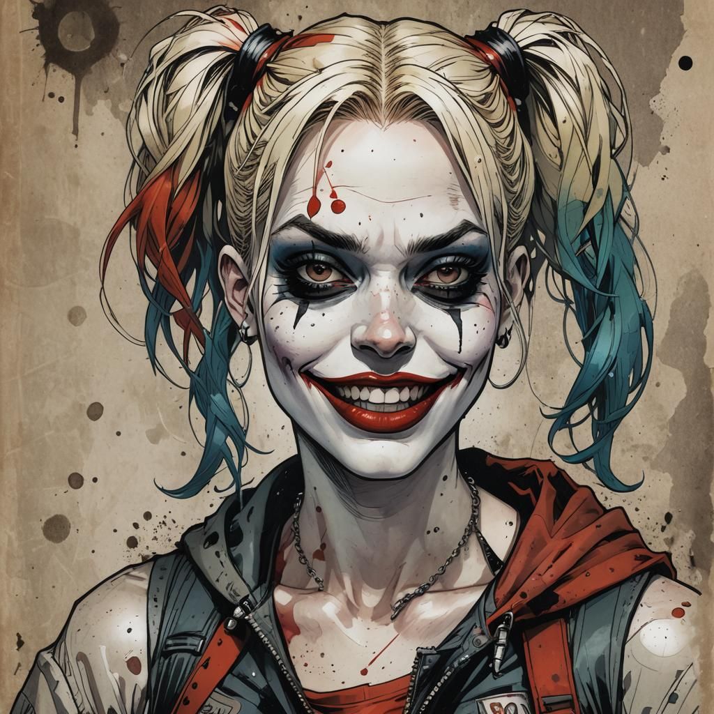 Harley Quinn Girl in Bande Dessinée Style