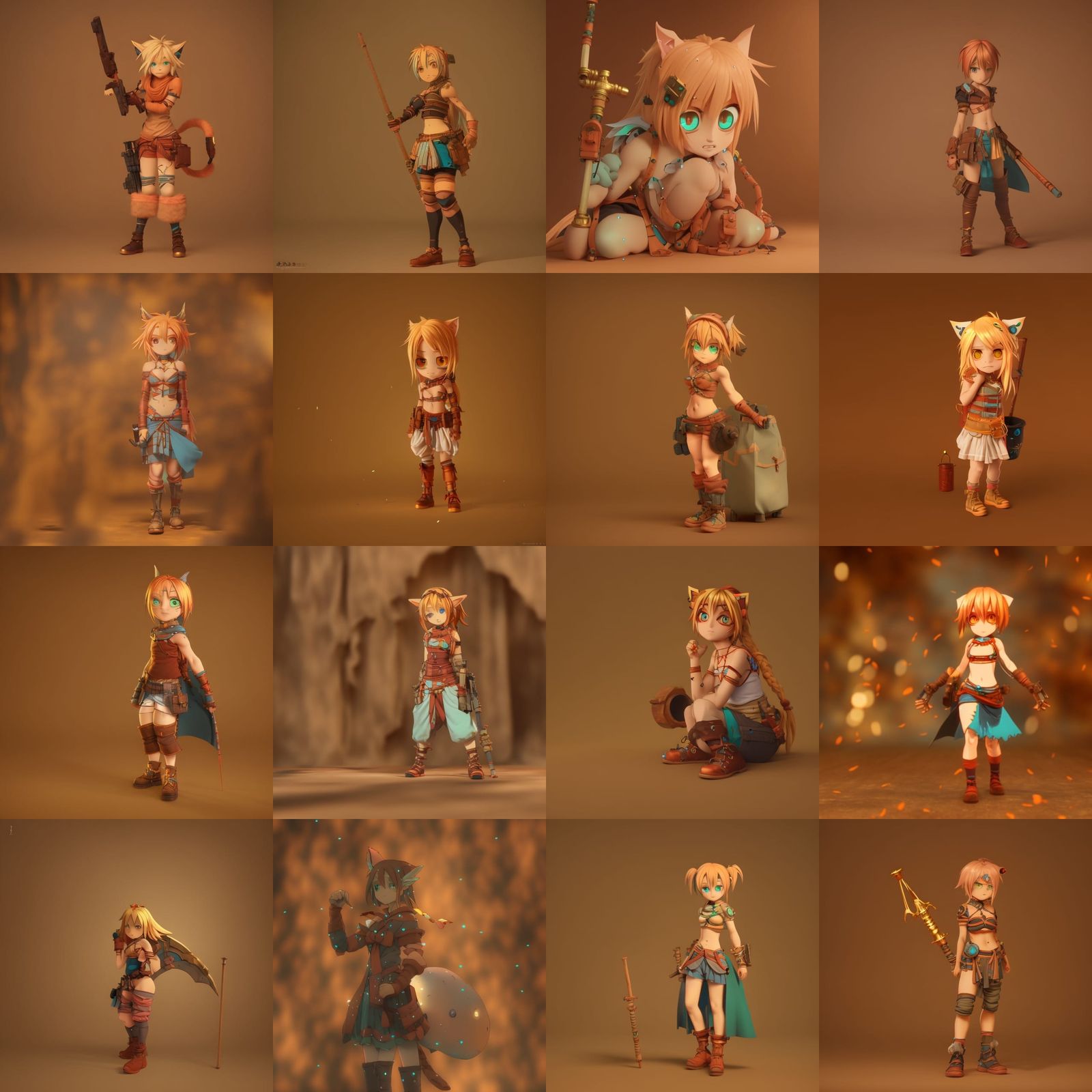 Anime Cat Girl with Dreadlocks, 3D Render