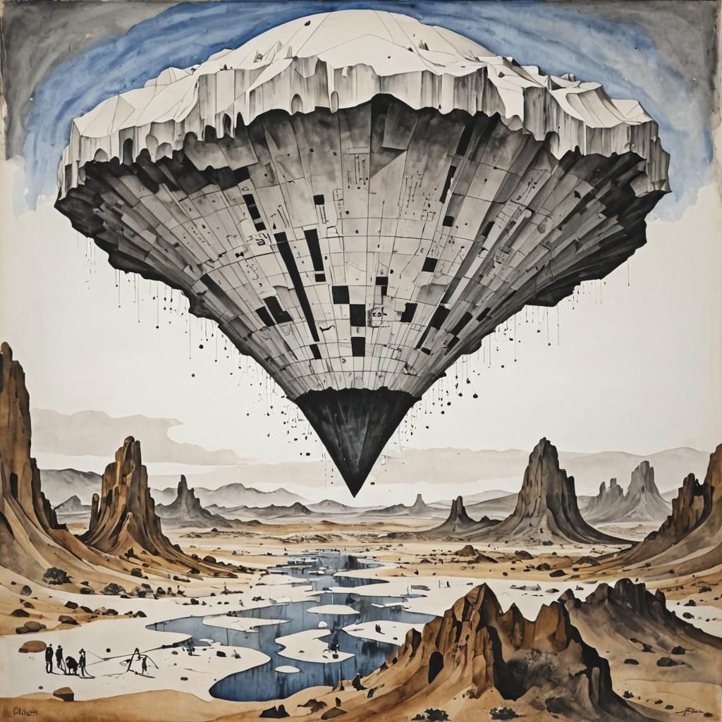 Cowboy in Line Grid Art Style