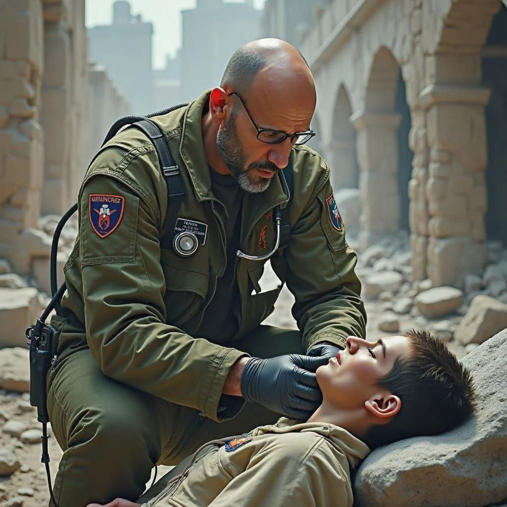 Hyper Realistic Portrait of a Morrow Project Medic in Action