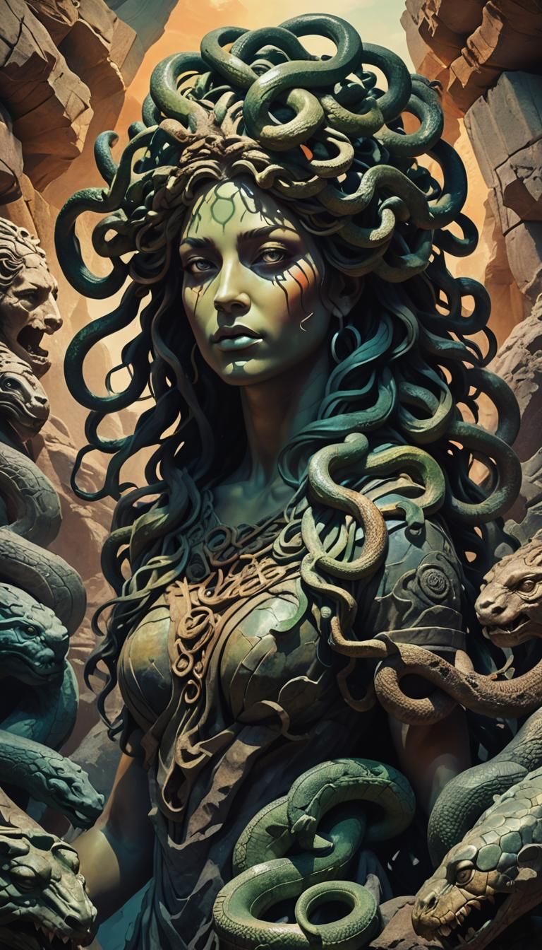 Hyperrealistic Medusa Concept Art in 8k