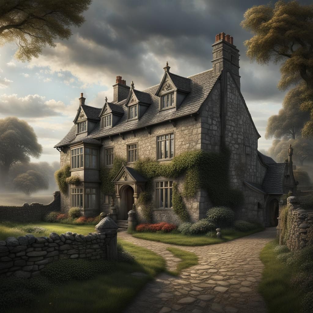 17th Century English Stone Home: Digital Matte Painting