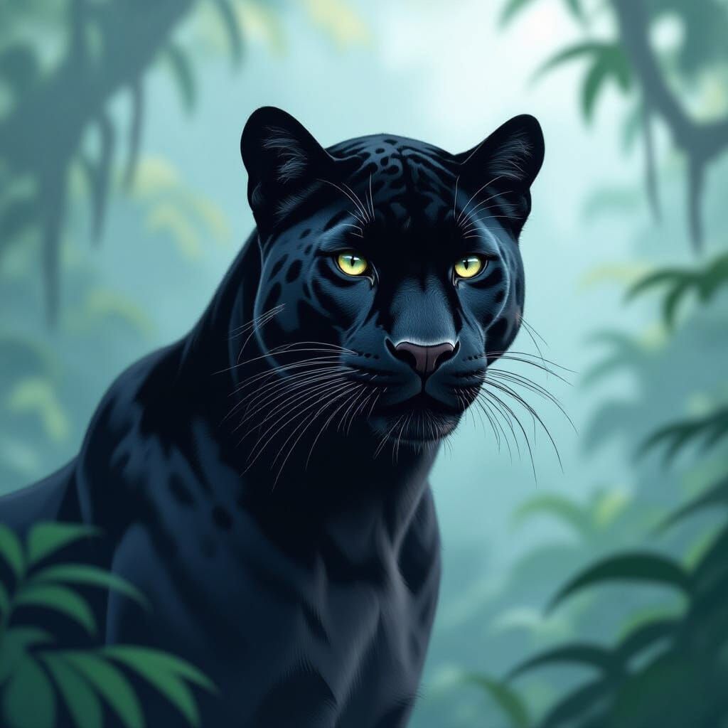 Black Panther Portrait in Stylized Digital Art