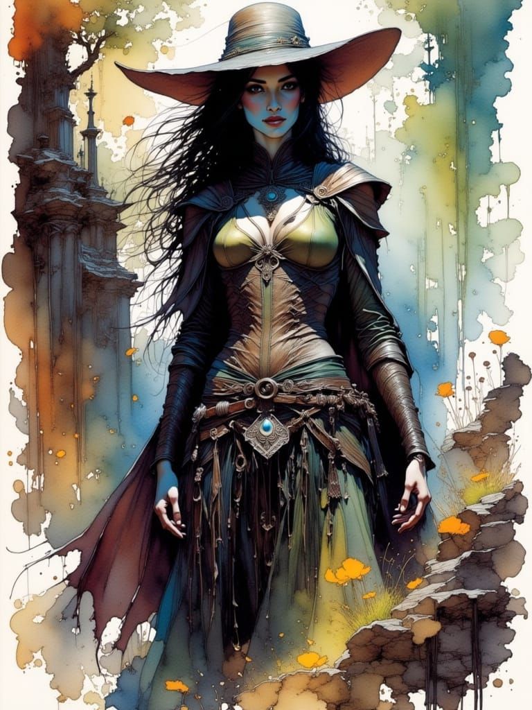 <lora:Atramento:1.0> <lora:Concelo:0.5> painterly ink wash, storytelling, ink effects ::with an emphasis on randomness, ...