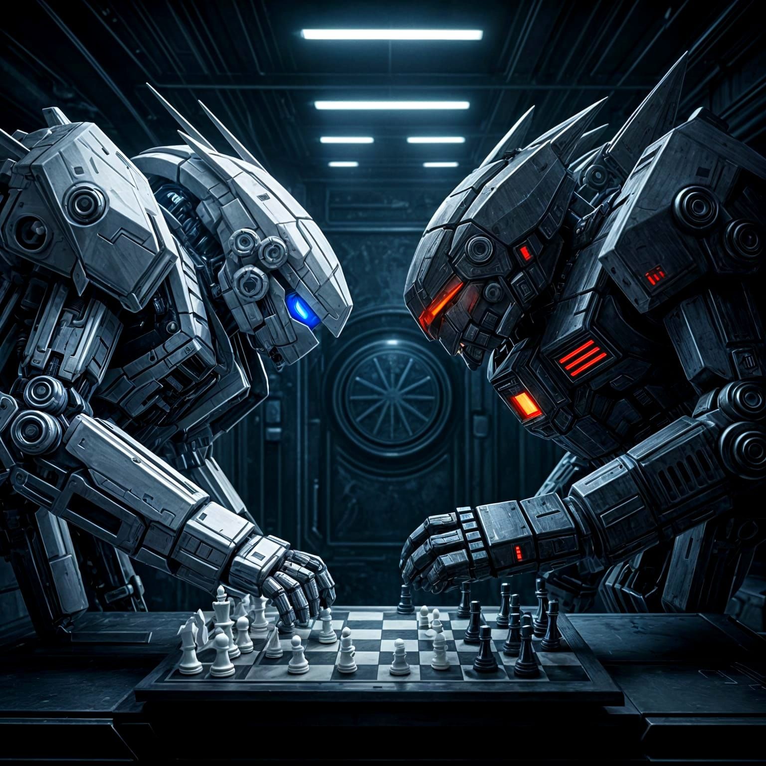 Mecha Chess Battle: Robots Clash in Strategic Game