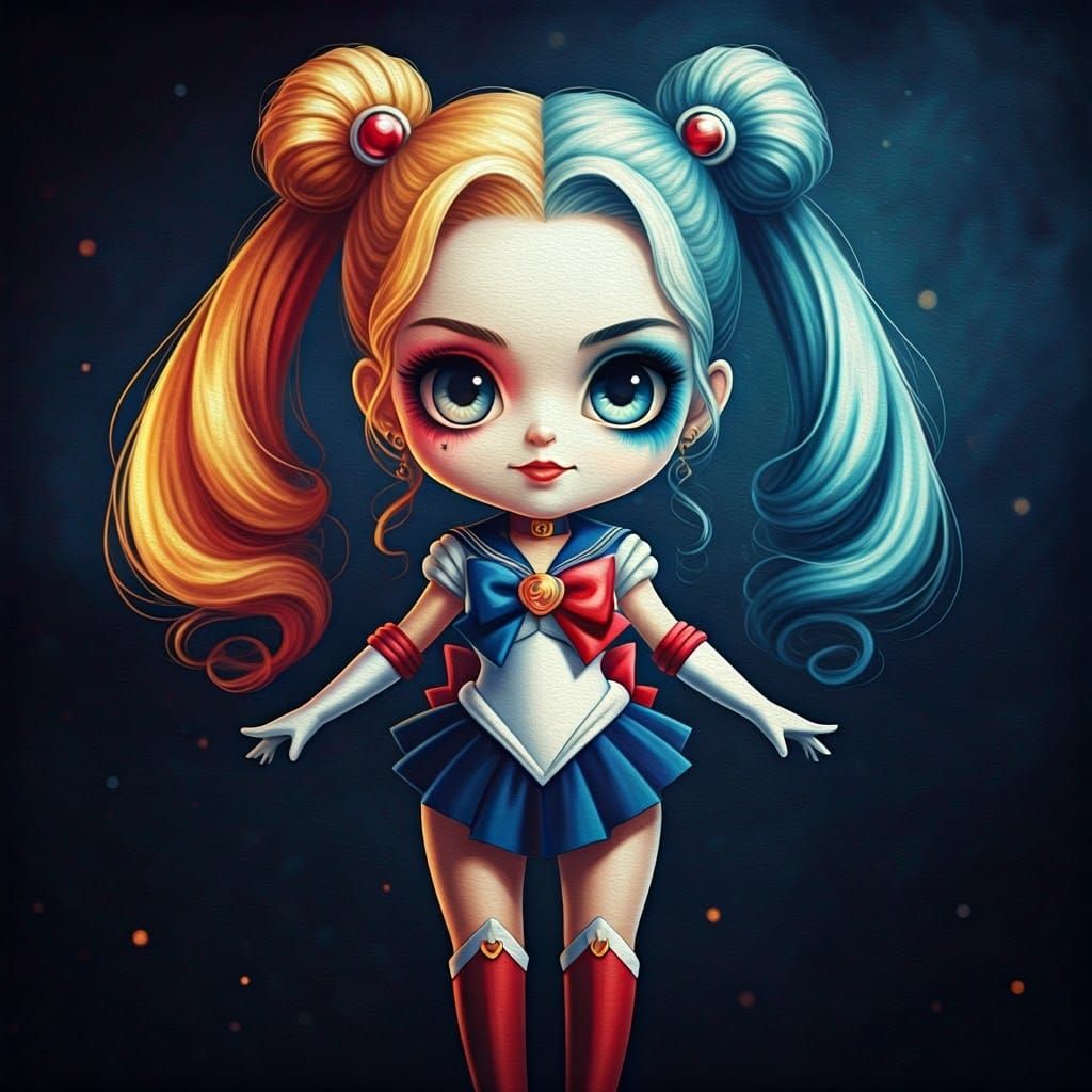 Chibi Heroine in Dreamy, Moonlit Splendor