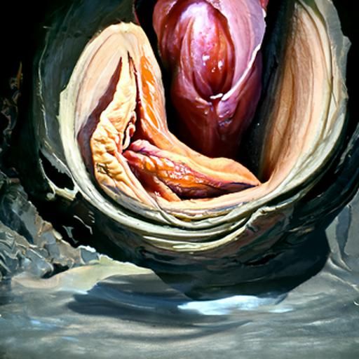 Erotic Vulva: Oil Painting in Gurney Style