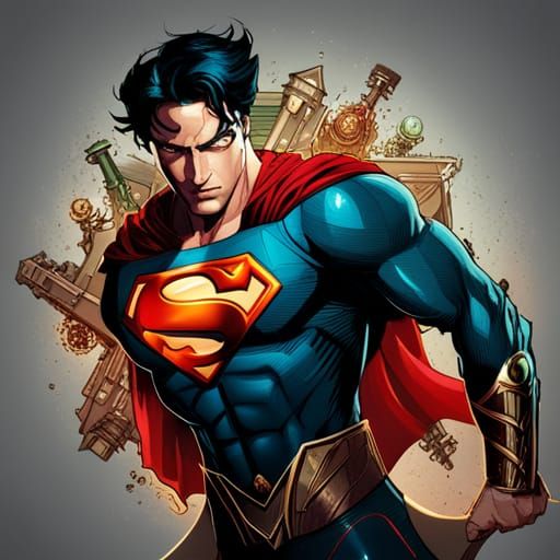 Steampunk Superman with Luminous Colors