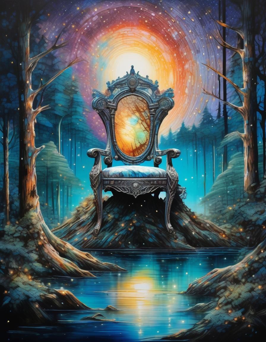 Majestic Pearl Throne Under Starlit Sky