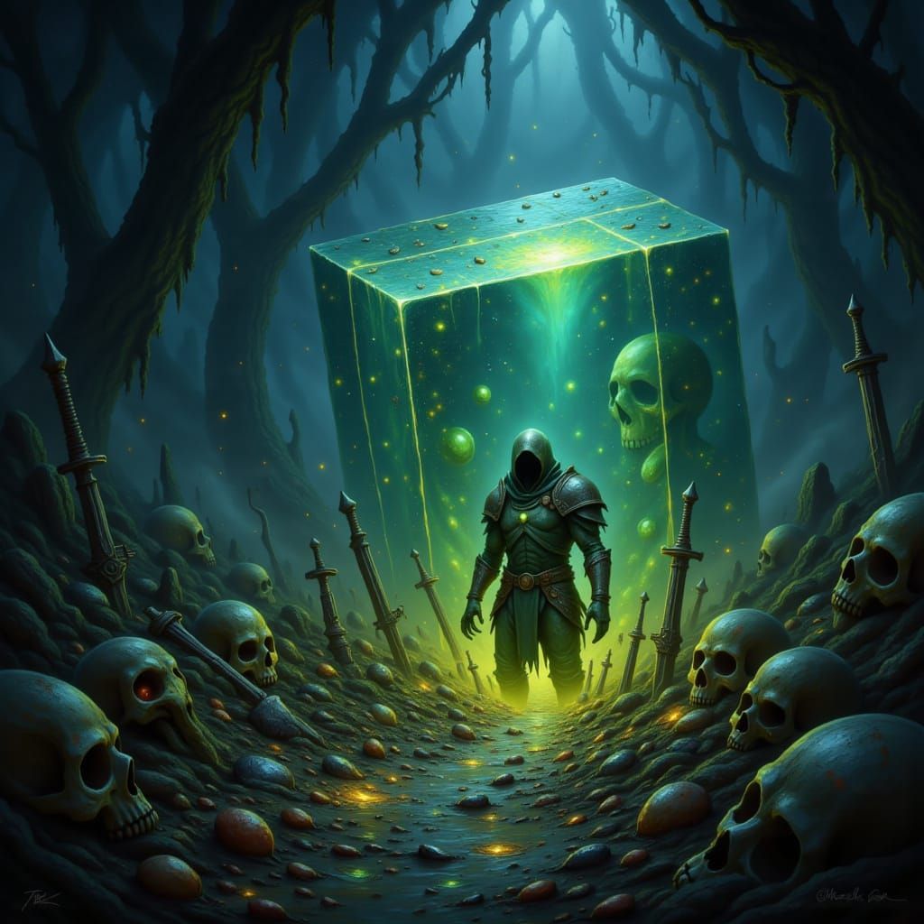 Undead Adventurer Trapped in Ooze Cube
